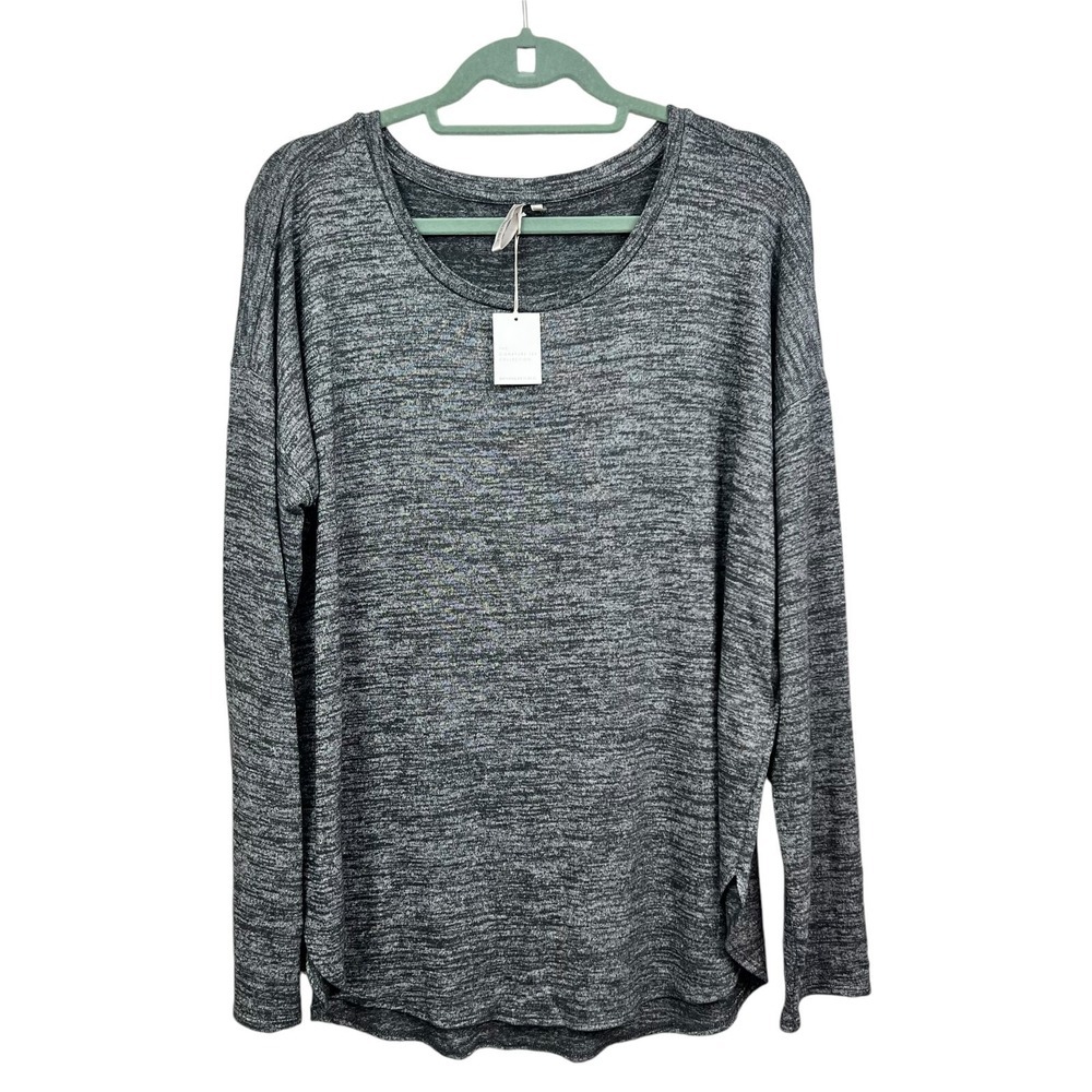 Banana Republic Womens Sweater Stretch Long Sleeve Heather Black Gray Size XL*